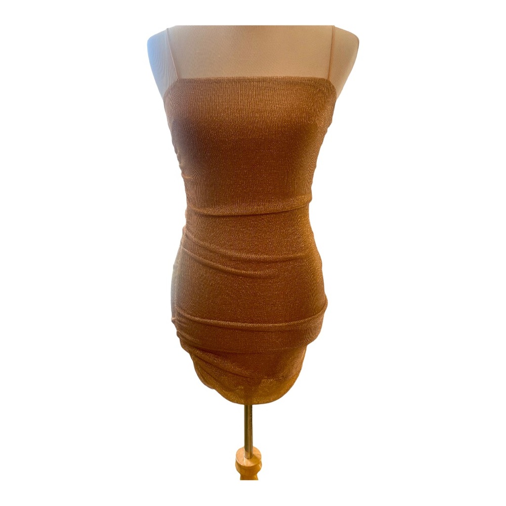 Luvalot Spring  Open Back and Ruching at Sides Mini Dress with Elastic Straps